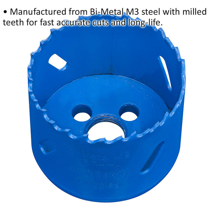 57mm HSS Hole Saw Blade - Milled Teeth - Bi-Metal M3 Steel Long Lasting Drill Loops
