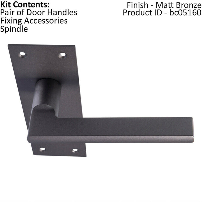 PAIR Straight Bar Handle on Slim Bathroom Backplate 150 x 50mm Matt Bronze Loops