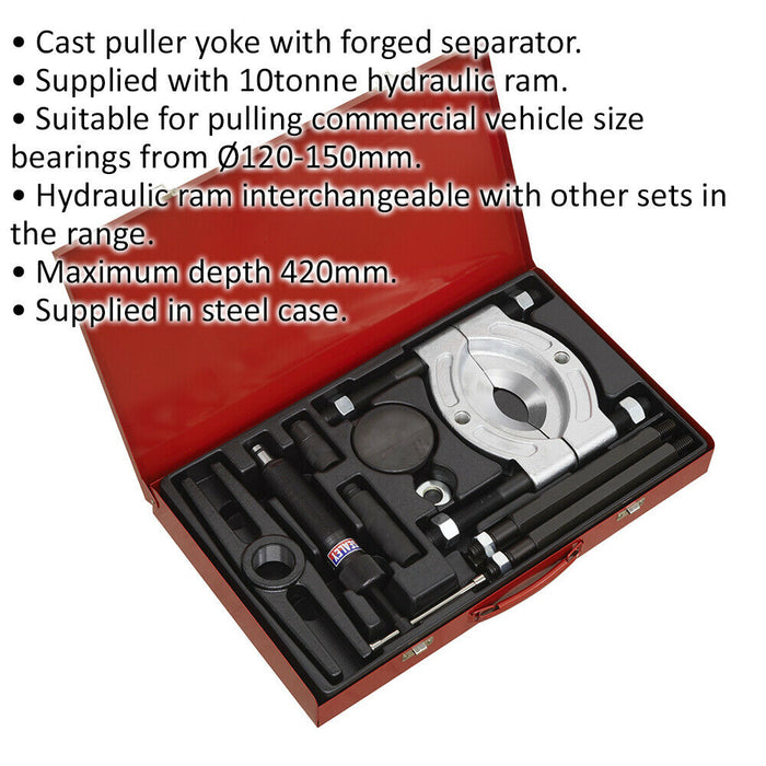 10 Piece Hydraulic Bearing Separator & Puller Set - 10 Tonne Hydraulic Ram Loops