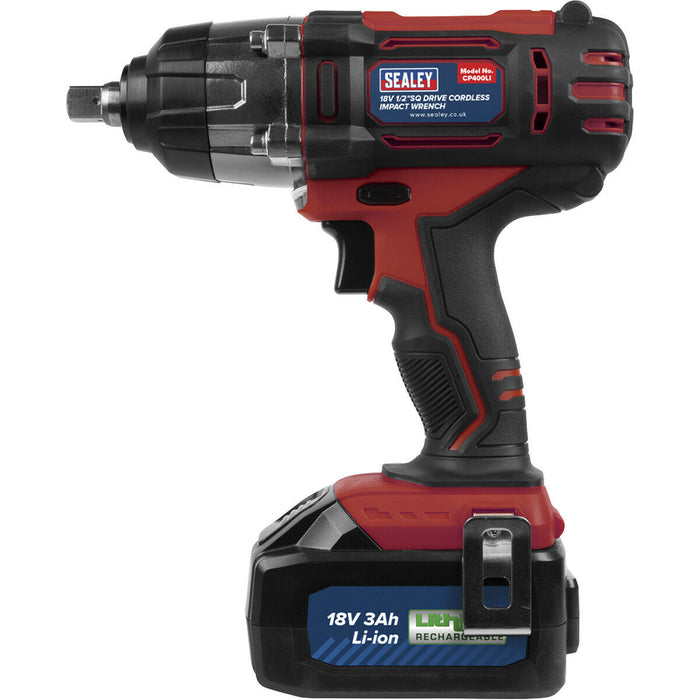 Cordless Impact Wrench - 1/2 Inch Sq Drive - 18V 3Ah Lithium-ion Battery Loops