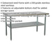 1.5m Stainless Steel Work Bench & Adjustable Storage Shelf - Kitchen Station Loops