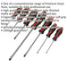 7 PACK Premium Soft Grip Screwdriver Set - Slotted & POZI Various Sizes RED Loops