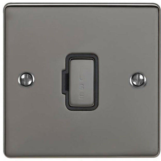 13A DP Unswitched Fuse Spur BLACK NICKEL & Black Mains Isolation Wall Plate Loops