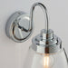 IP44 Bathroom Wall Light Chrome & Domed Clear Glass Modern Curved Arm Oval Lamp Loops