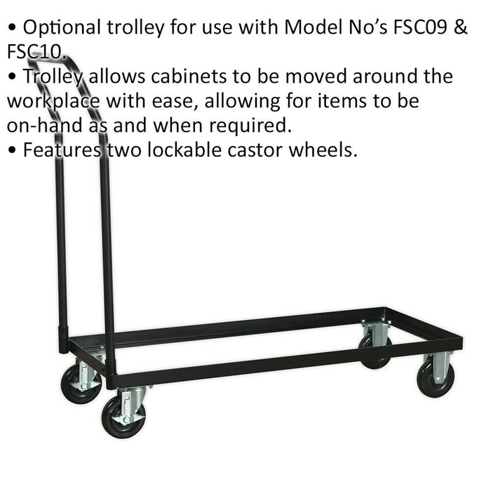 Trolley for ys04353 & ys04354 Flammables Storage Cabinet - 2 Lockable Castors Loops