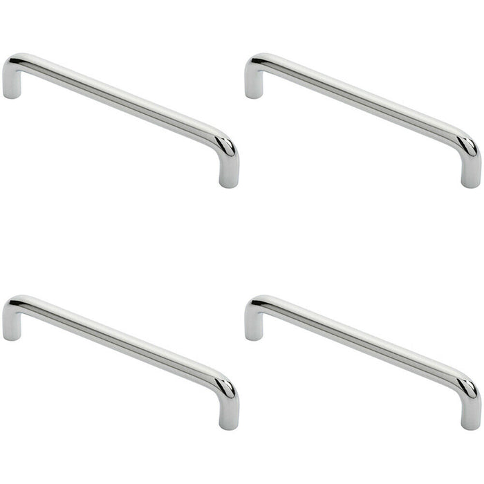 4x Round D Bar Cabinet Pull Handle 138 x 10mm 128mm Fixing Centres Chrome Loops