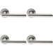 4x PAIR Straight Smooth Round Bar Handle on Round Rose Concealed Fix Satin Steel Loops