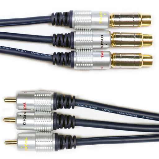 3M AV Extension Cable Triple 3 RCA PHONO Male To Female Lead Audio Video Loops