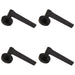 4x PAIR Straight Rounded Handle on Round Rose Concealed Fix Matt Black Loops