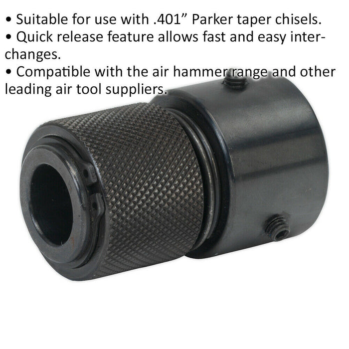 Air Chisel Quick Release Coupling - For .401" Parker Taper Chisels - Air Hammer Loops