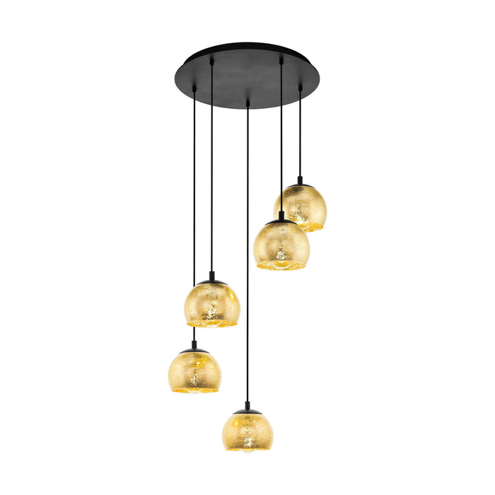 Pendant Ceiling Light Colour Black Shade Gold Color Glass Bulb E27 5x40W Loops
