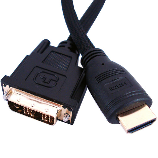 5m HDMI Male To DVI D/DVI I Plug Cable Lead Digital Monitor Laptop TV PC 1080P Loops