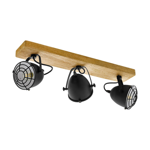 Adjustable 4 Bulb Ceiling Spotlight Wood & Black Shade 40W E27 Kitchen Island Loops