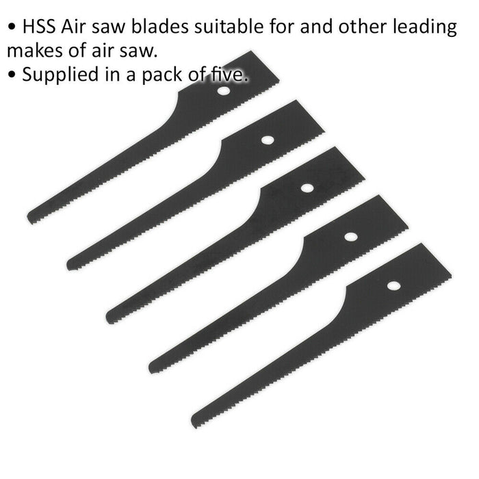 5 PACK - HSS Air Saw Blades - 24 TPI BLACK Reciprocating Multi Material Cutters Loops