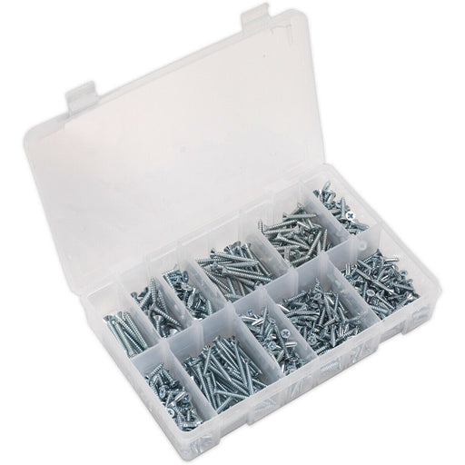 600 PACK Self Tapping Screw Assortment - Countersunk Pozi - Various Sizes Loops