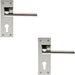 2x PAIR Straight Bar Lever on Slim Euro Lock Backplate 150 x 50mm Nickel Loops