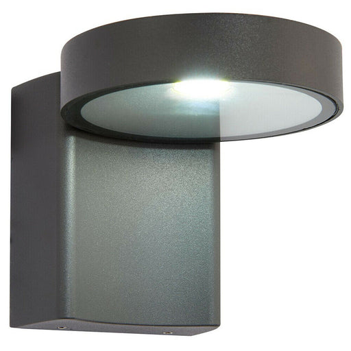 IP44 Outdoor Adjustable Round Wall Light Dark Anthracite 10W Cool White LED Loops