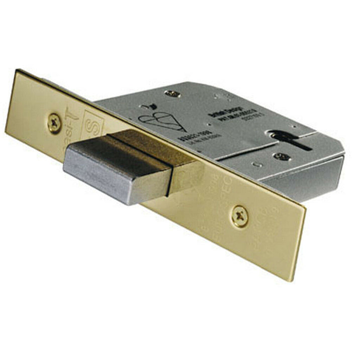 64mm 5 Lever Mechanism BS Deadlock Stainless Brass Door Security Latch Loops
