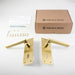PAIR Straight Bar Handle on Slim Lock Backplate 150 x 50mm Satin Brass Loops