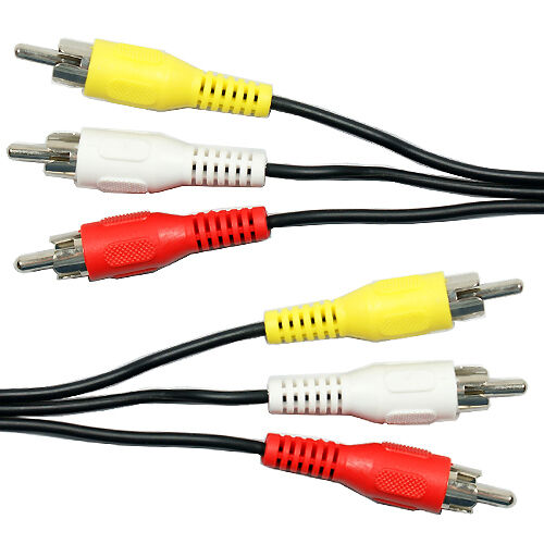 5m 3 RCA Male to Plug Cable Lead PHONO Audio & Video Composite AV TV DVD Wire Loops