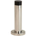 Wall Mounted Doorstop Cylinder on Rose Rubber Tip 102 x 22mm Bright Steel Loops