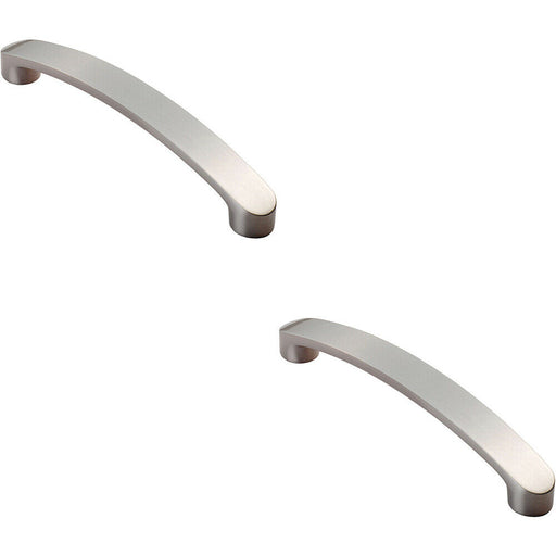 2x Flat Fronted Bow Pull Handle 140 x 12mm 128mm Fixing Centres Satin Nickel Loops