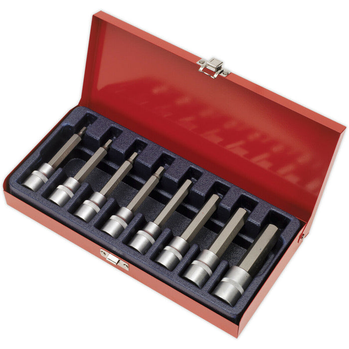 8pc METRIC Hex Key Socket Bit Set - 1/2" Square Drive - 5mm to 17mm x 100mm Long Loops