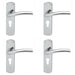 4x Rounded Curved Bar Handle on Euro Lock Backplate 170 x 42mm Polished Chrome Loops