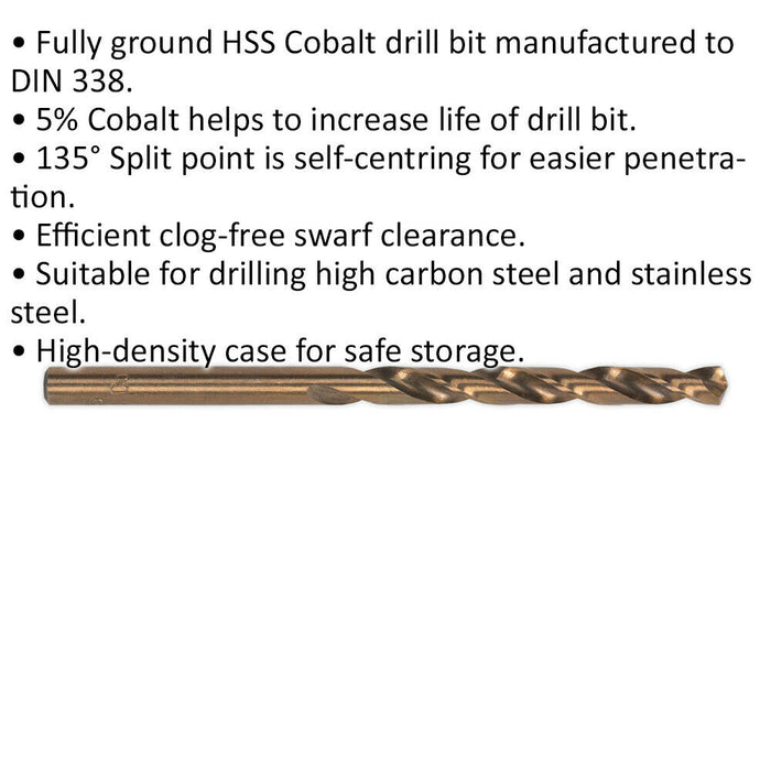 10 PACK 2mm Fully Ground HSS Cobalt Drill Bit - Long Life Clog Free Drill Bit Loops