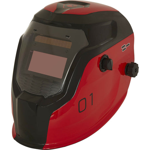 Red Auto Darkening Welding Helmet - Shade Variable Control - Grinding Function Loops