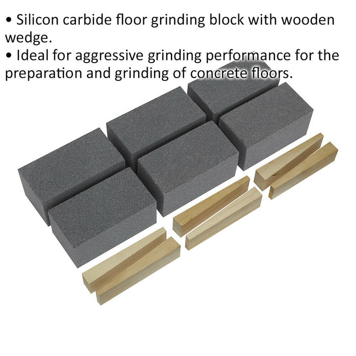 6 PACK Silicon Carbide Floor Grinding Block - 50 x 50 x 100mm - 60 Grit Loops