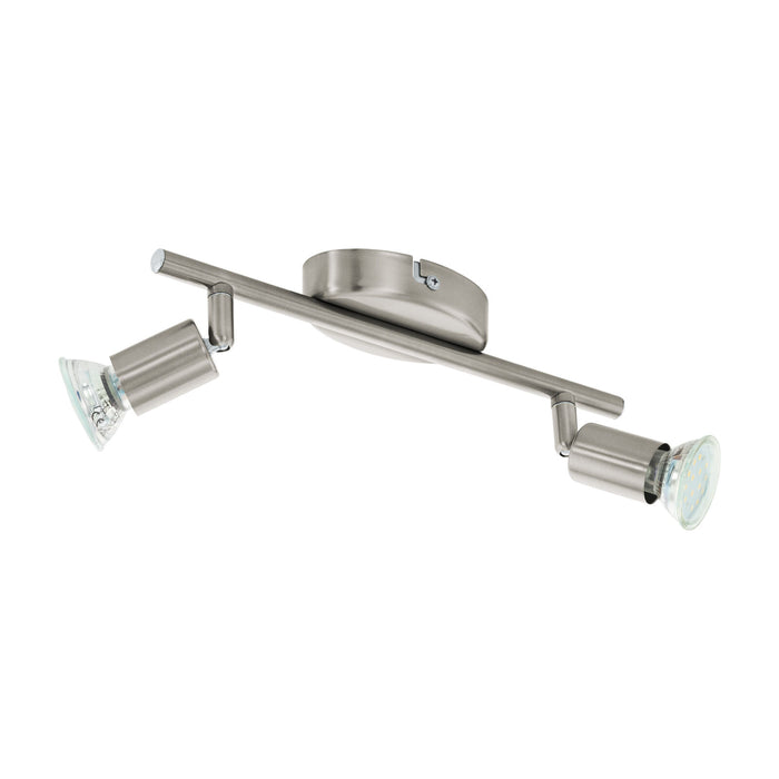 Flush 2 Spot Ceiling Light Colour Satin Nickel Steel Bulb GU10 2x3W Included Loops