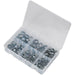 140 Piece Zinc Plated O-Clip Assortment - Double Ear Fasteners - Various Sizes Loops