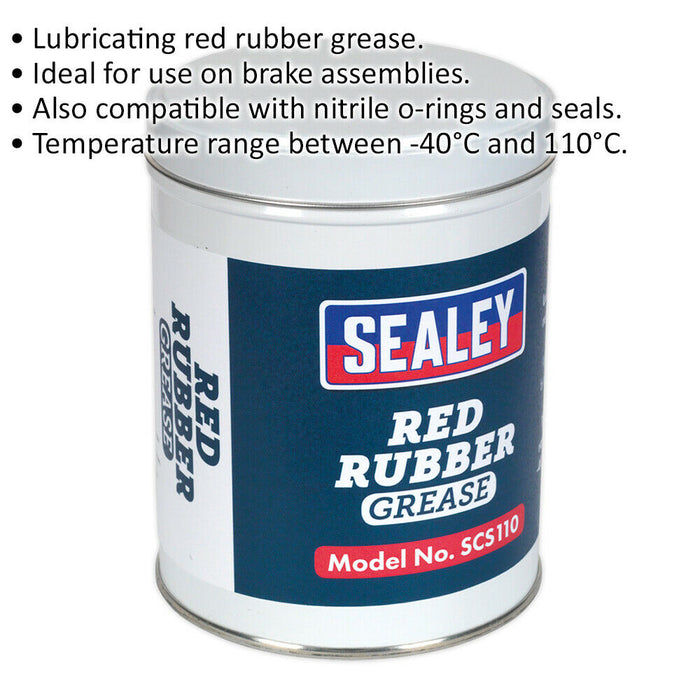 500g Red Rubber Grease Tin - Ideal for Brake Assemblies - Lubricating Grease Loops