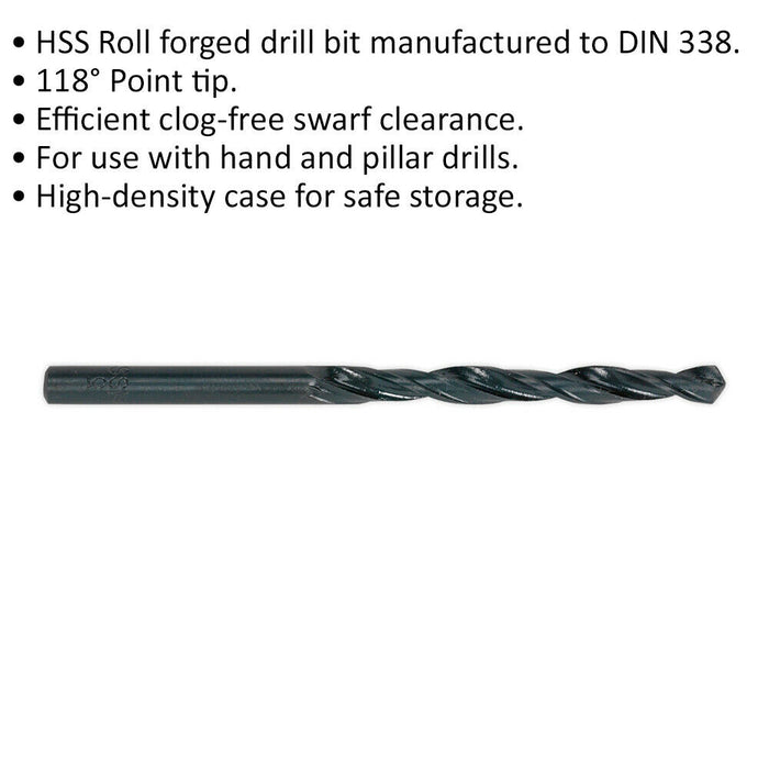 10 Pk 3/16 Inch Roll Forged HSS Drill Bit - Suitable for Hand and Pillar Drills Loops