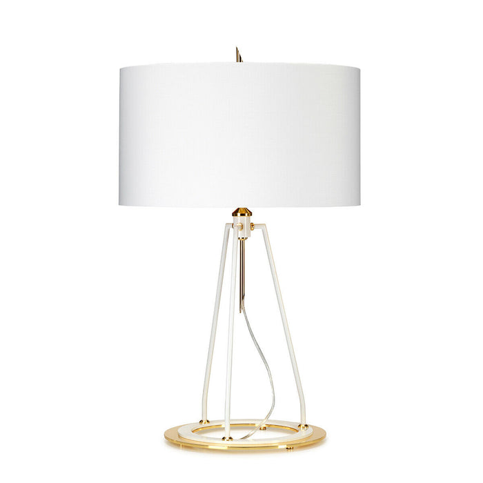 Table Lamp White with Metallic Gold Lining Shade White Polished Gold LED E27 60W Loops