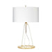 Table Lamp White with Metallic Gold Lining Shade White Polished Gold LED E27 60W Loops