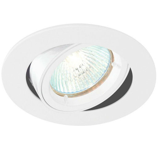 TILTING Round Recess Ceiling Down Light Gloss White 95mm Flush GU10 Lamp Fitting Loops