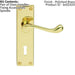 Victorian Scroll Lever on Rectangular Lock Backplate 155 x 41mm Polished Brass Loops