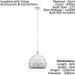 Pendant Ceiling Light White Steel Round Faceted Shade White Flex Bulb E27 1x60W Loops