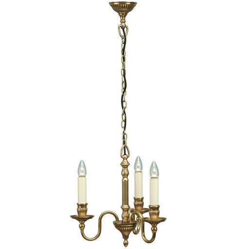 Opulent Hanging Ceiling Pendant Light Solid Brass Gloss Ivory 3 Lamp Chandelier Loops