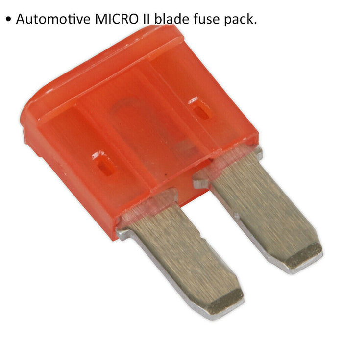 50 PACK 10A Automotive Micro 2 Blade Fuse Pack - 2 Prong Vehicle Circuit Fuses Loops