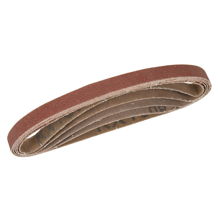 5 PACK 10mm x 330mm Sanding Belts 40 60 80 120 Grit Aluminium Oxide Cloth Backed Loops