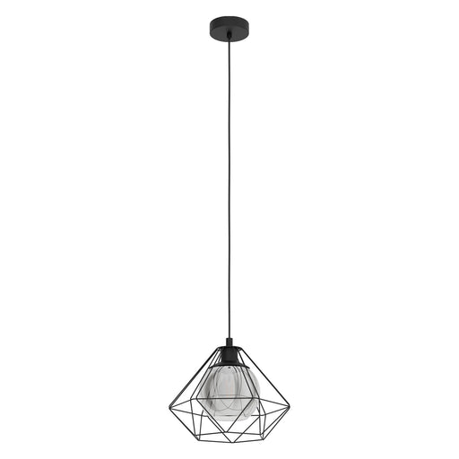Hanging Ceiling Pendant Light Geometric Black & Glass 1x E27 Hallway Feature Loops