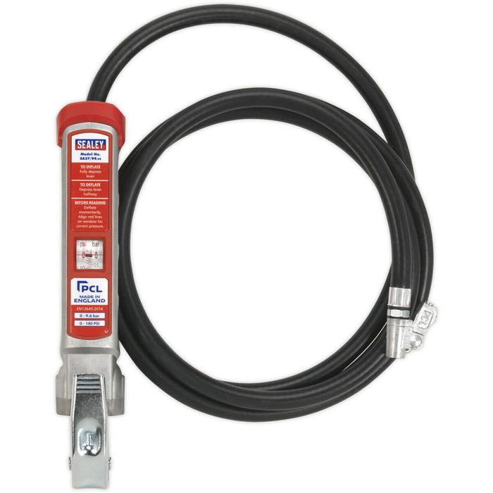 Premium Tyre Inflator - Twin Push-On Connector - 2.5m Long Reach Hose & Gauge Loops