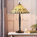 Tiffany Glass Table Lamp Light Dark Bronze & Amber Bead Art Nouveau Shade i00210 Loops