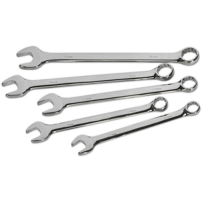 5pc LARGE Combination Spanner Set - 22mm to 32mm - 12 Point Ring & Open Wrench Loops
