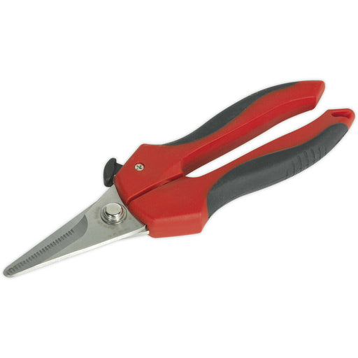 190mm Universal Shears - Spring Loaded Handles - Safety Lock - Stainless Steel Loops