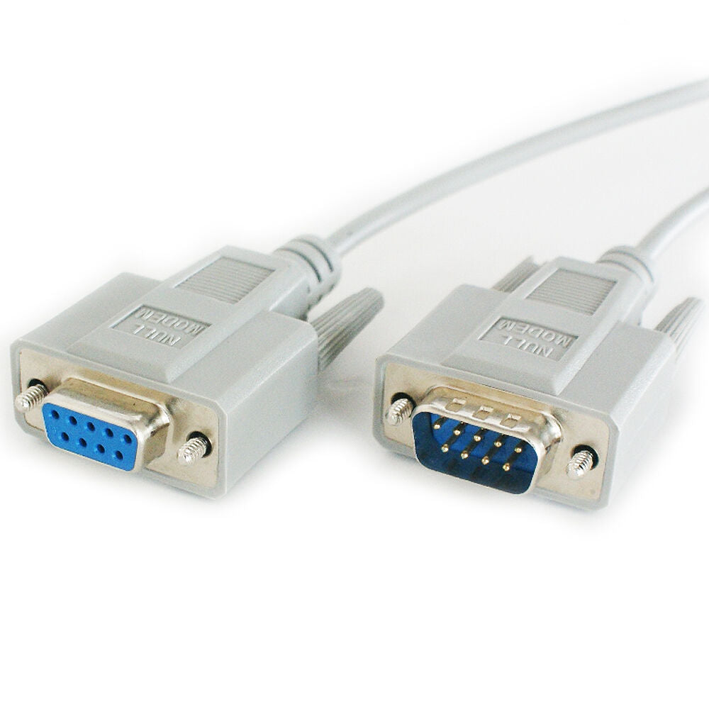 3m 9 Way RS232 Male to Female Null Modem Extension Cable Lead Serial P ...