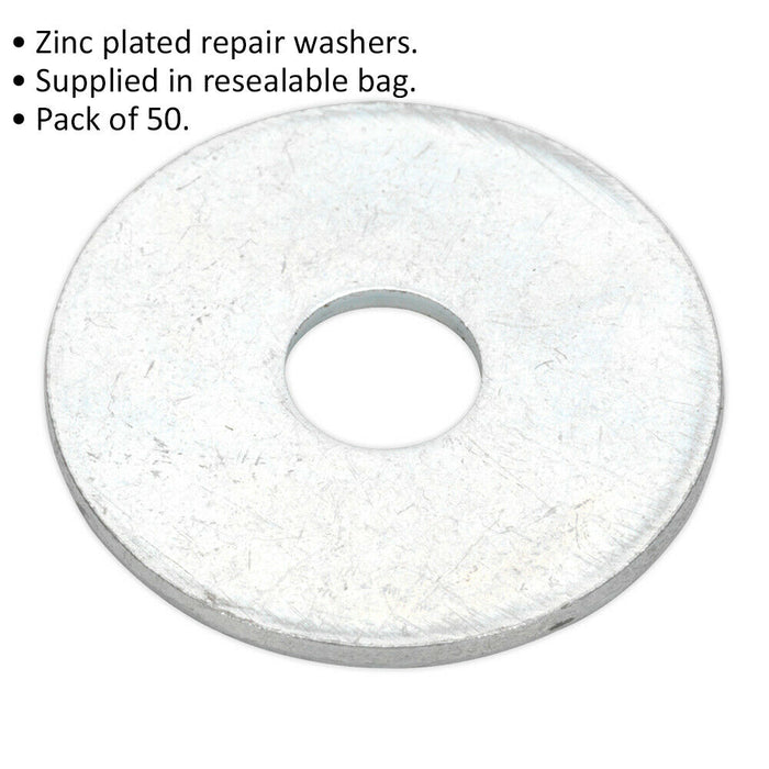 50 PACK - Zinc Plated Repair Washer - M10 x 30mm - Metric - Metal Spacer Loops